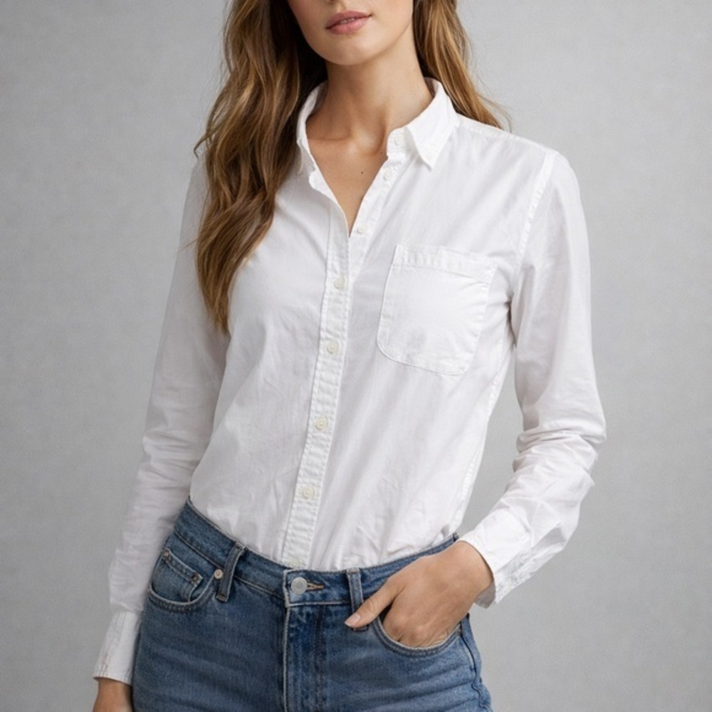 Veronica Beard White Button-Up Bodysuit